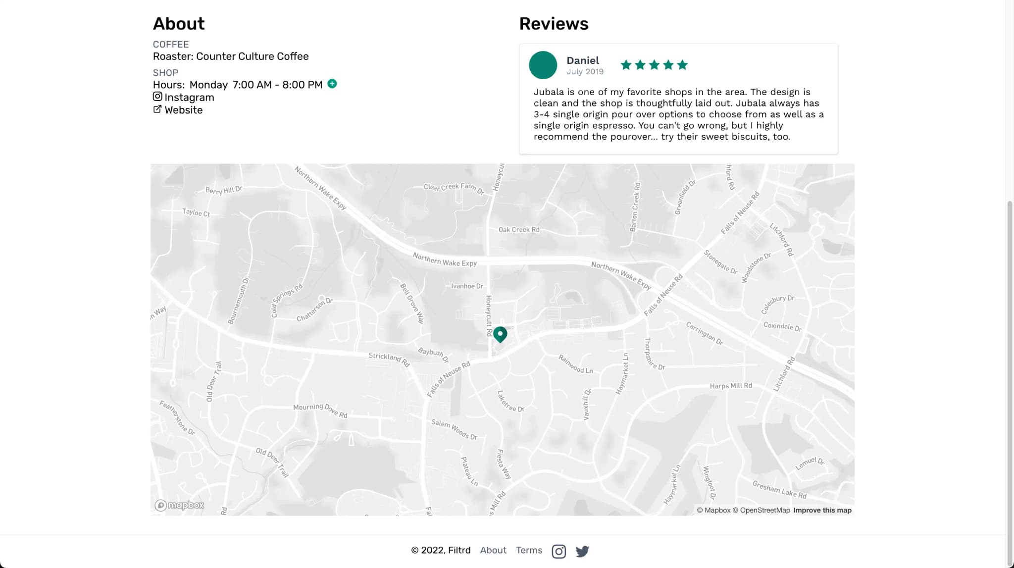 The filtrd map section